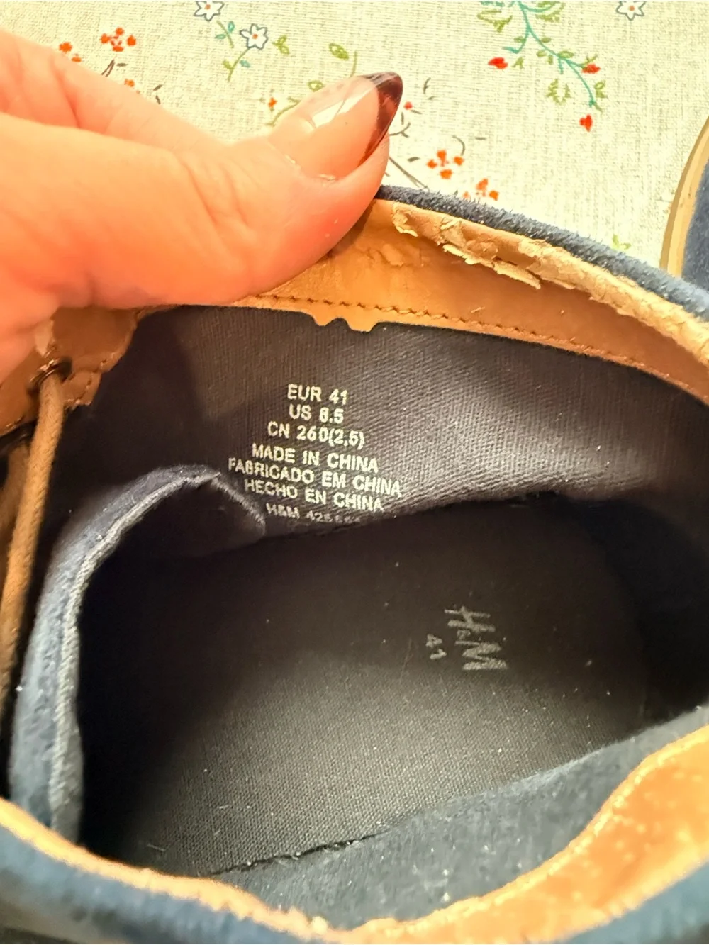 H&M Navy Suede Chukka Boots with Tan Laces